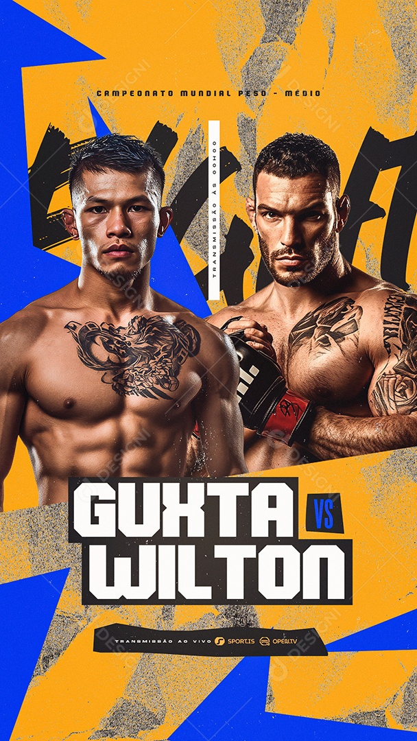 Story Campeonato Mundial Peso Médio Guxta VS Wilton Social Media PSD Editável