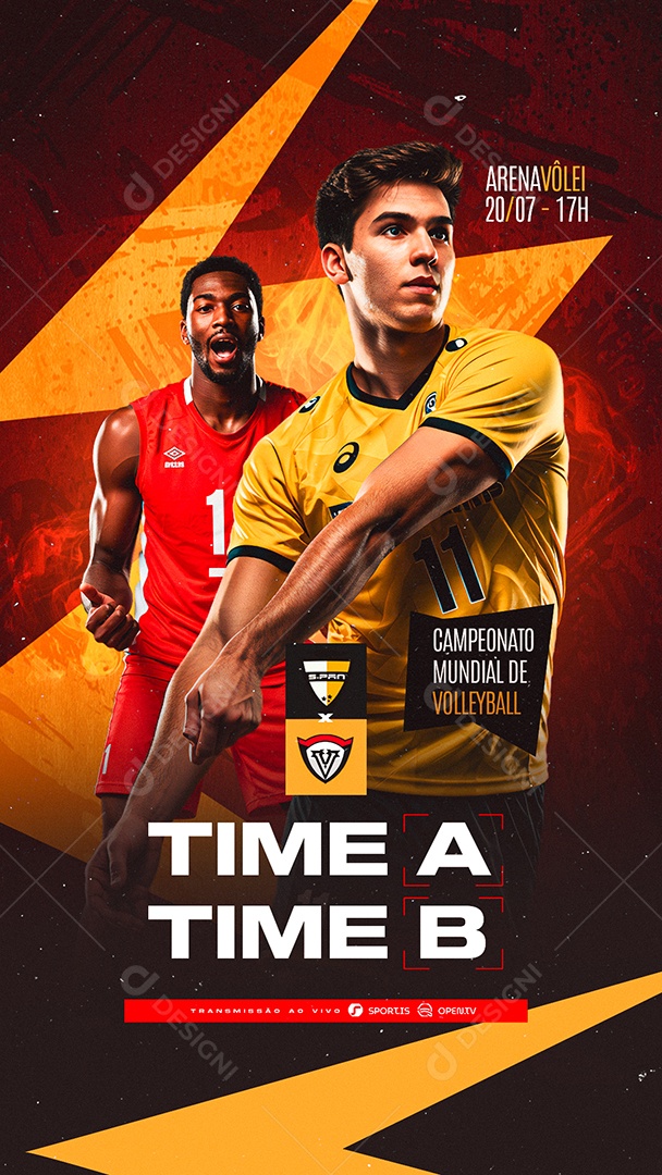 Story Campeonato Mundial De Volleyball Time A Time B Social Media PSD Editável