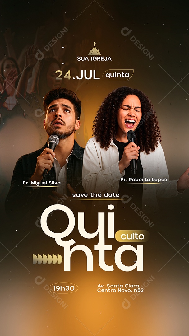 Story Flyer Gospel Save The Date Culto Quinta Social Media PSD Editável