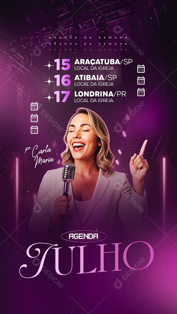 Story Flyer Gospel Agenda Julho Social Media PSD Editável