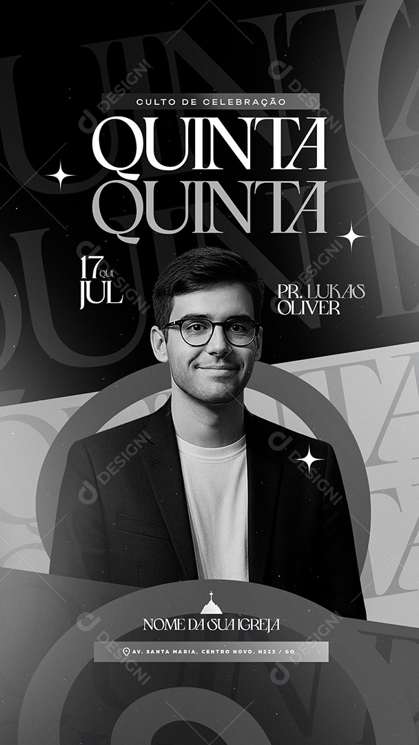 Story Flyer Gospel Culto De Celebração Quinta Social Media PSD Editável