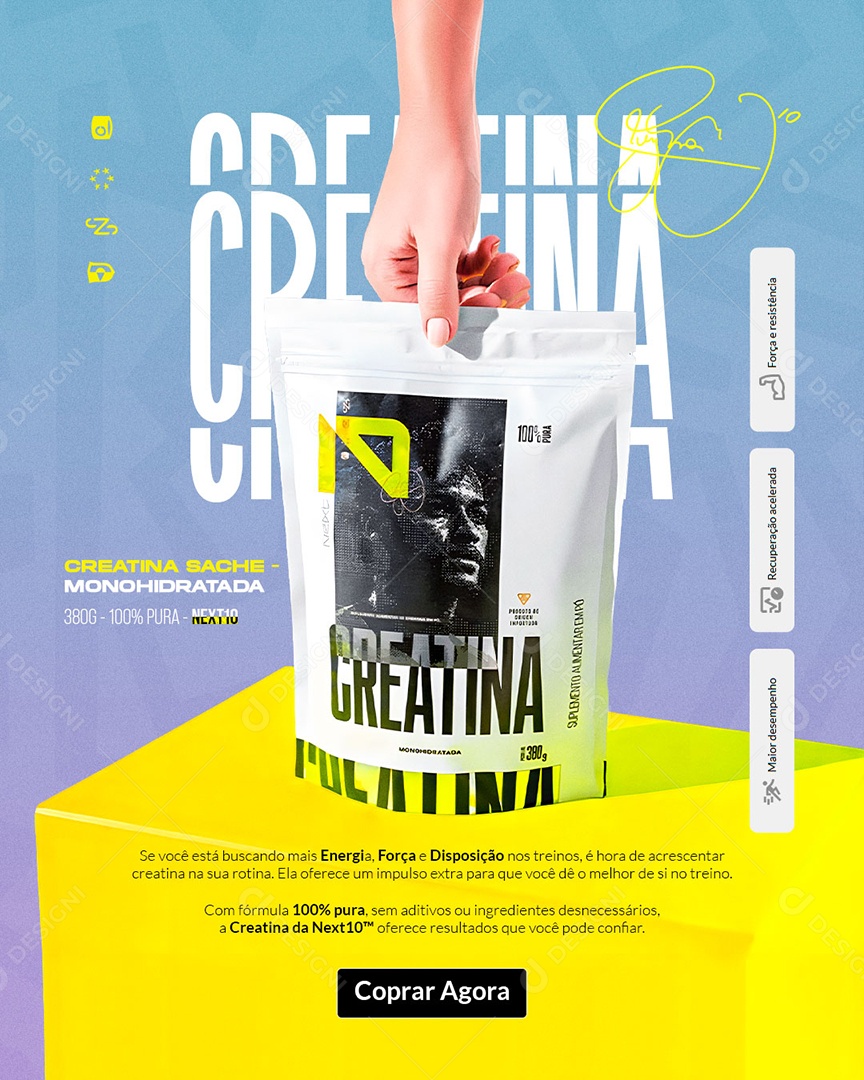 Loja de Suplementos Beneficios da Creatina Social Media PSD Editável