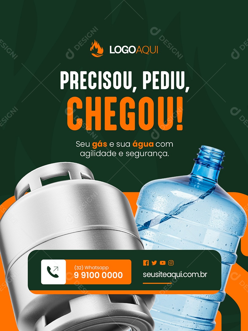 Distribuidora de Água e Gás Precisou Pediu Social Media PSD Editável