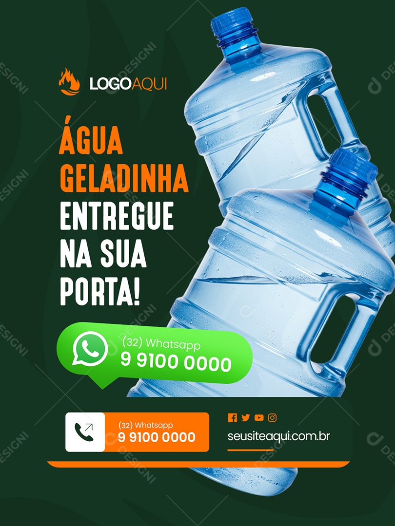 Distribuidora de Água e Gás Entregue na Sua Porta Social Media PSD Editável