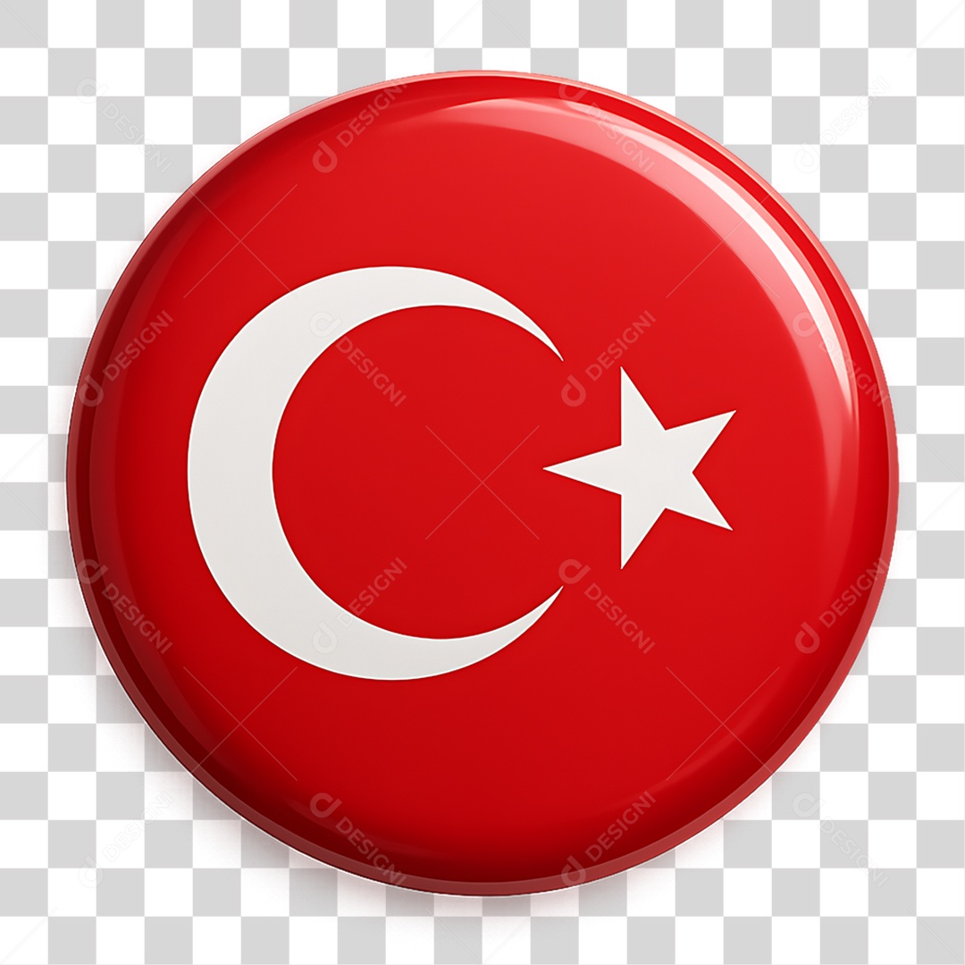Botão com Bandeira da Turquia PNG Transparente