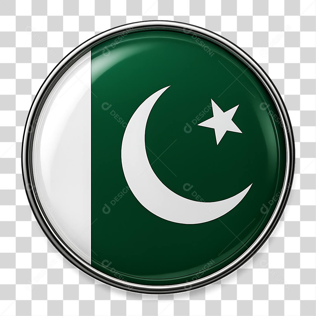 Botão com Bandeira do Paquistão PNG Transparente