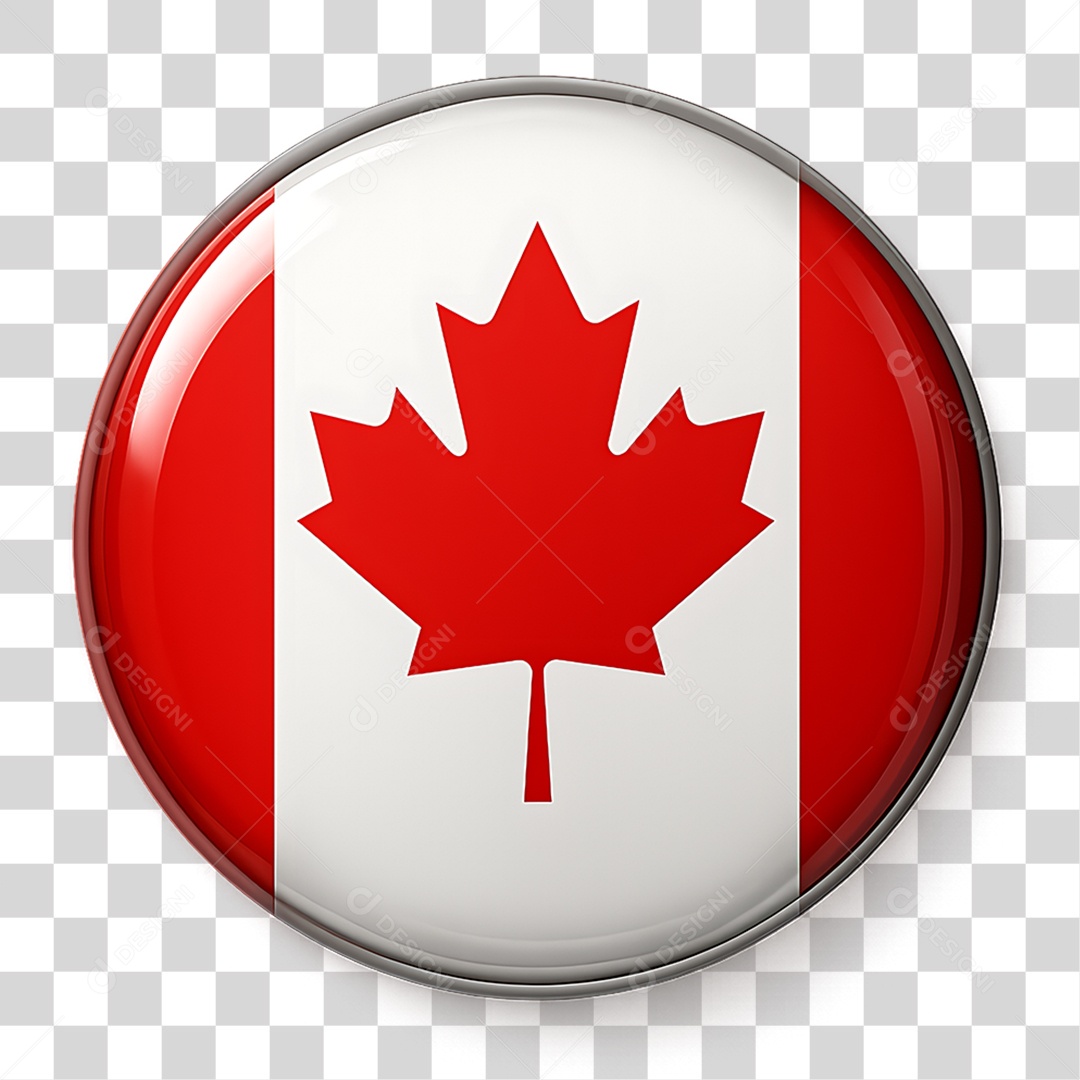 Botão com Bandeira da Canadá PNG Transparente
