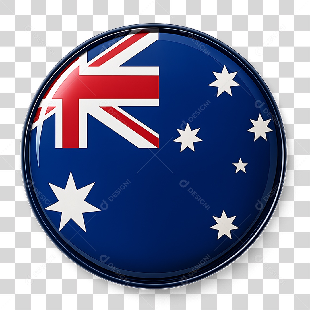 Botão com Bandeira da Austrália PNG Transparente