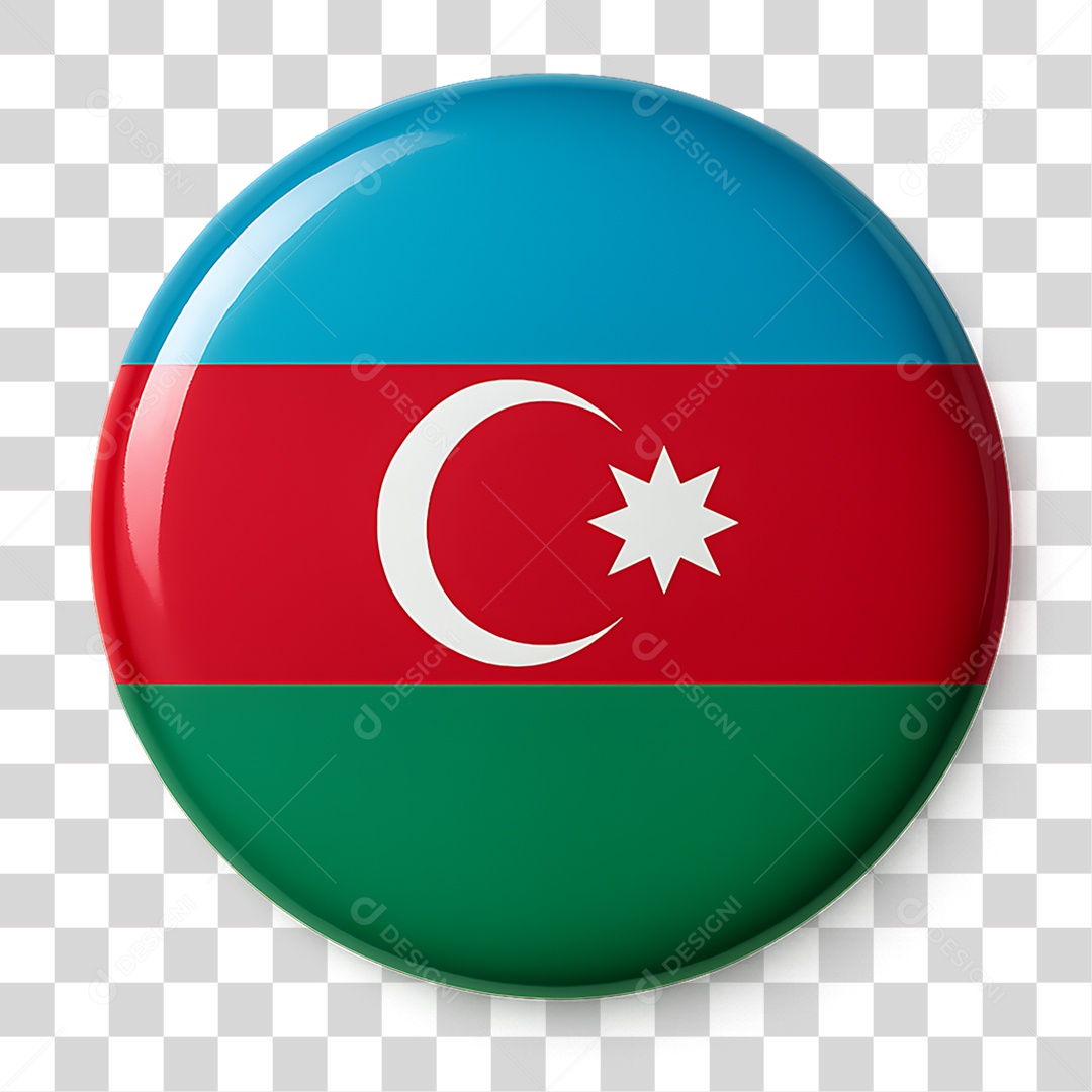 Botão com Bandeira do Azerbaijão PNG Transparente