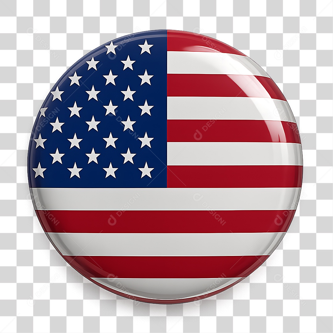 Botão com Bandeira Nacional dos Estados Unidos da América PNG Transparente