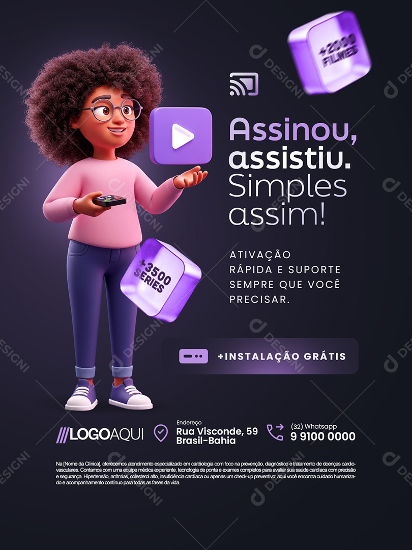 IPTV Assinou Assistiu Simples Assim Social Media PSD Editável