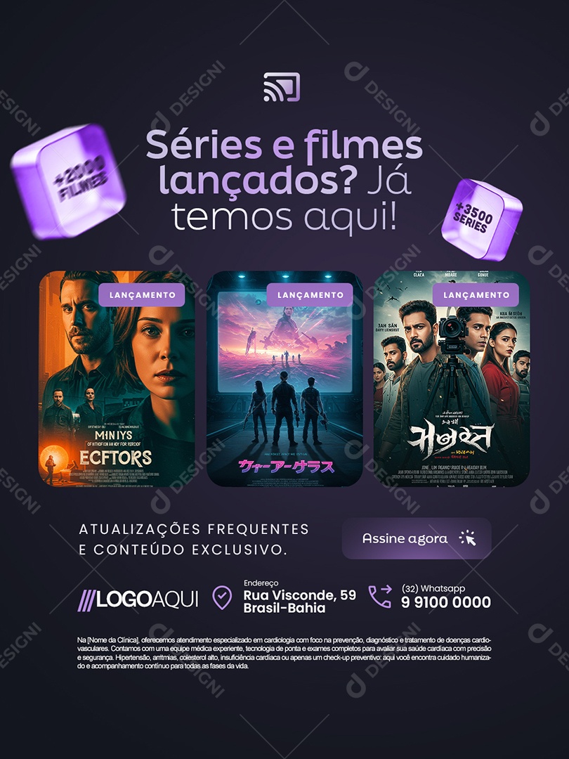 IPTV Séries e Filmes Lançados Social Media PSD Editável