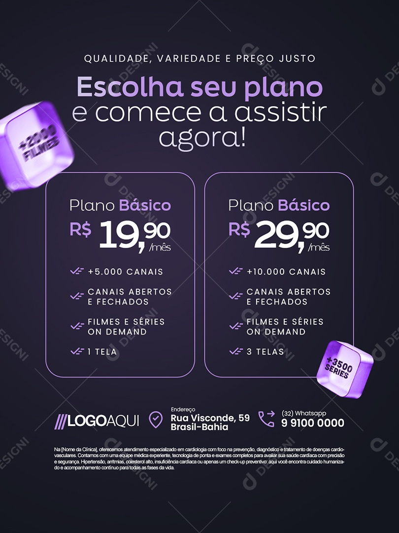 IPTV Escolha seu Plano Social Media PSD Editável