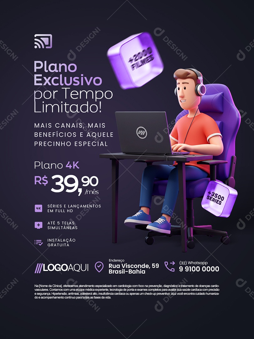 IPTV Plano Exclusivo Social Media PSD Editável