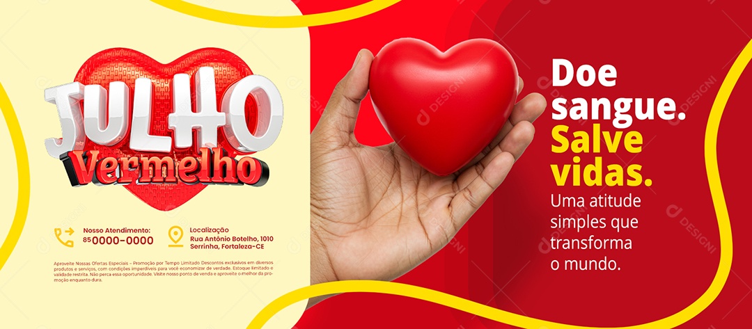 Banner Julho Vermelho Doe Sangue Salve Vidas Social Media PSD Editável