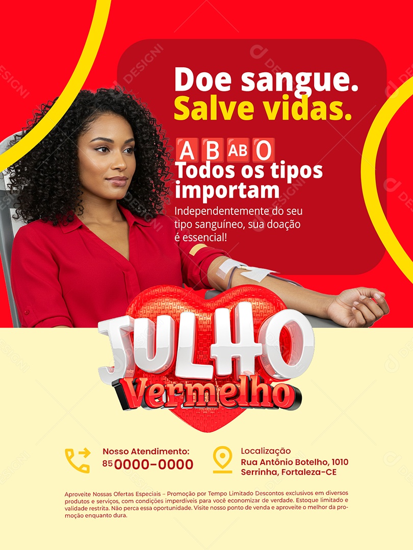 Julho Vermelho Encarte Doe Sangue Salve Vidas Social Media PSD Editável