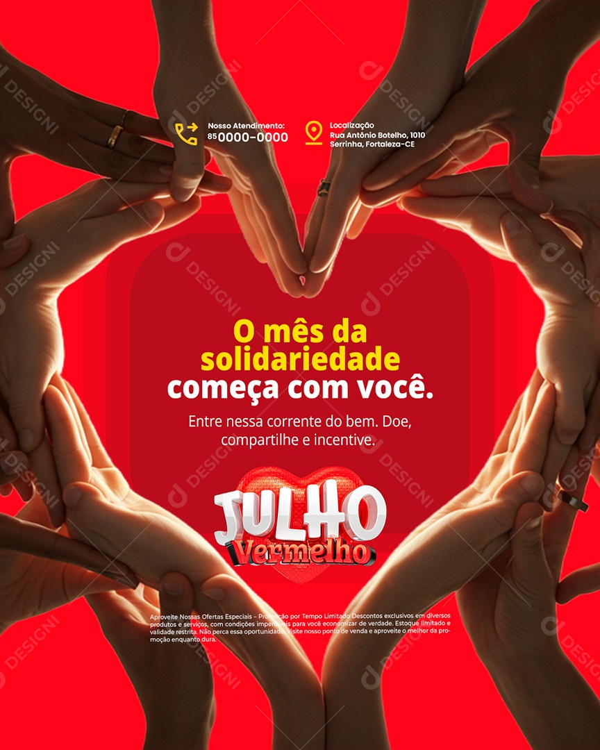 Julho Vermelho O Mês da Solidariedade Social Media PSD Editável