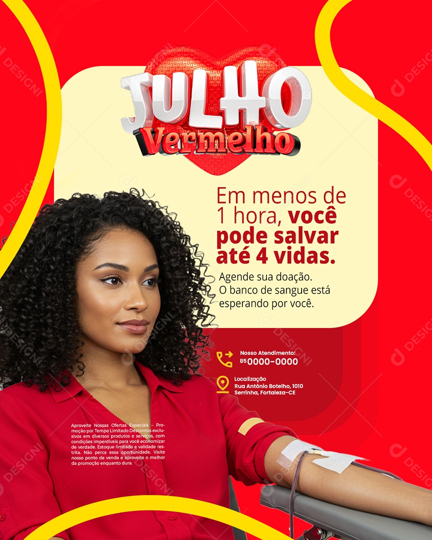 Julho Vermelho Agende sua Doação Social Media PSD Editável