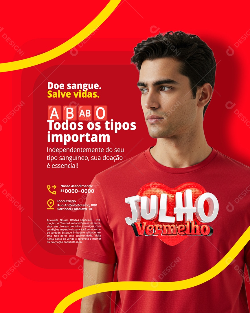 Julho Vermelho Doe Sangue Salve Vidas Social Media PSD Editável