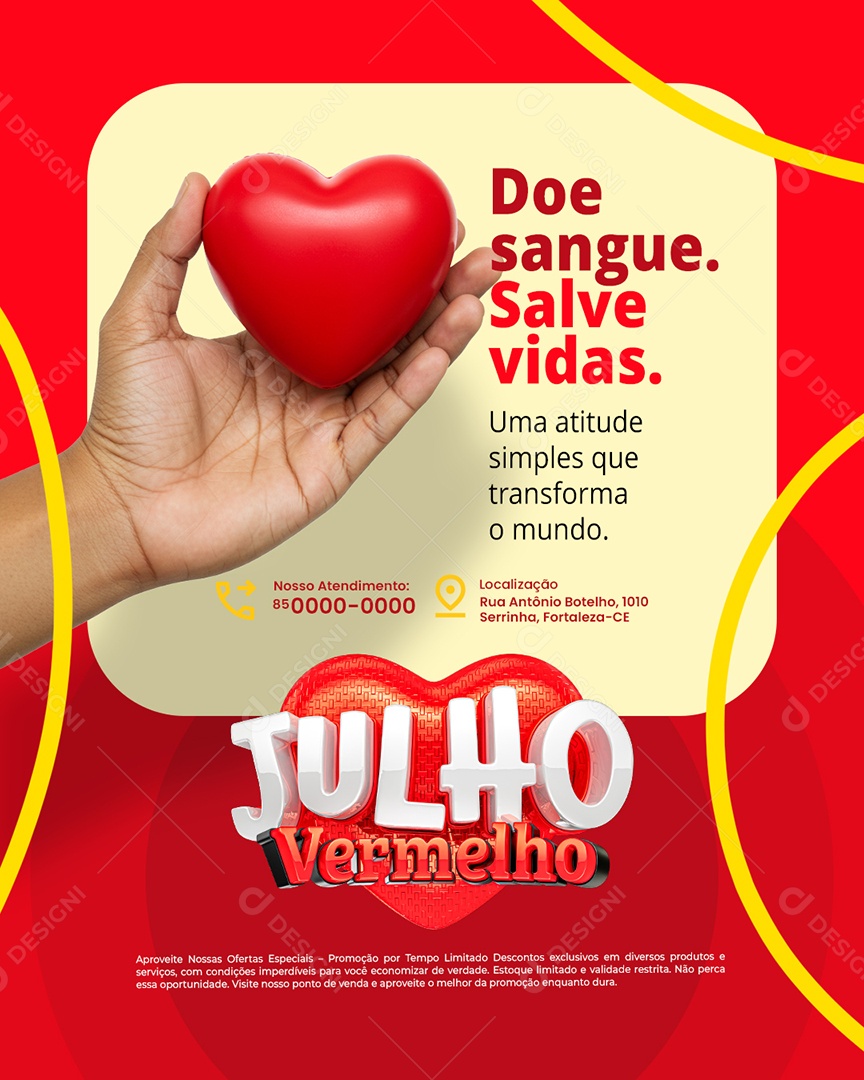 Julho Vermelho Doe Sangue Social Media PSD Editável