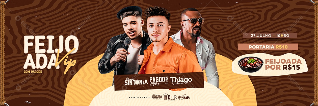 Carrossel Flyer Feijoada Vip com Pagode Social Media PSD Editável