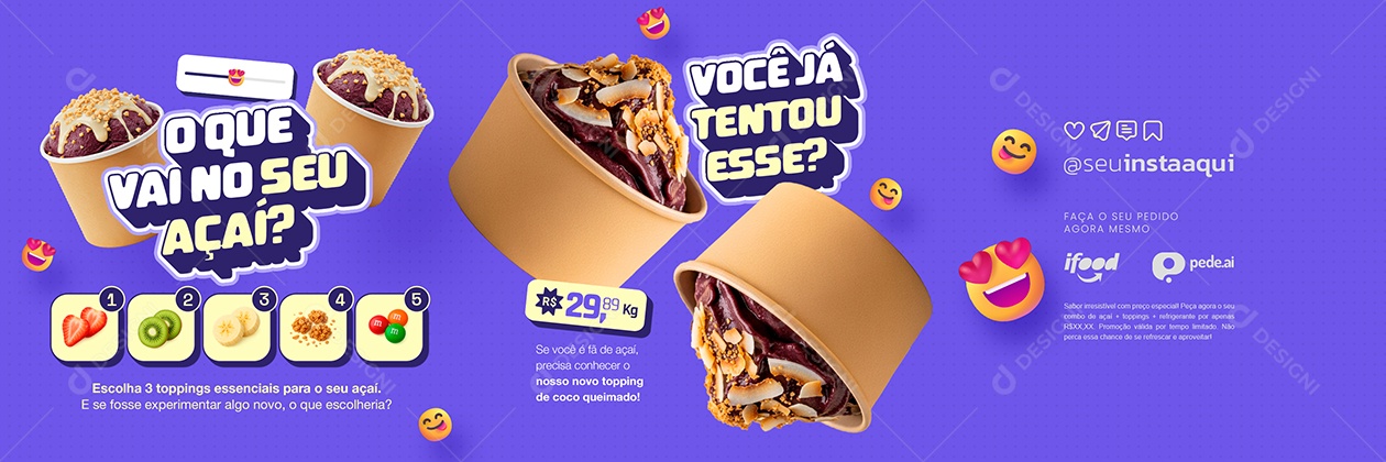 Carrossel Açaiteria Você Já Tentou Esse Social Media PSD Editável