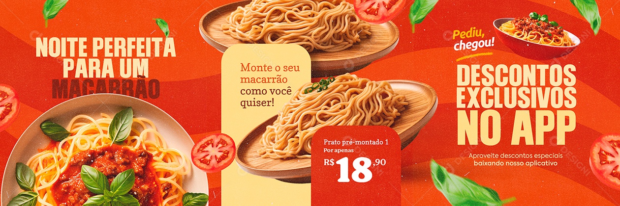 Carrossel Macarrão Noite Perfeita Social Media PSD Editável