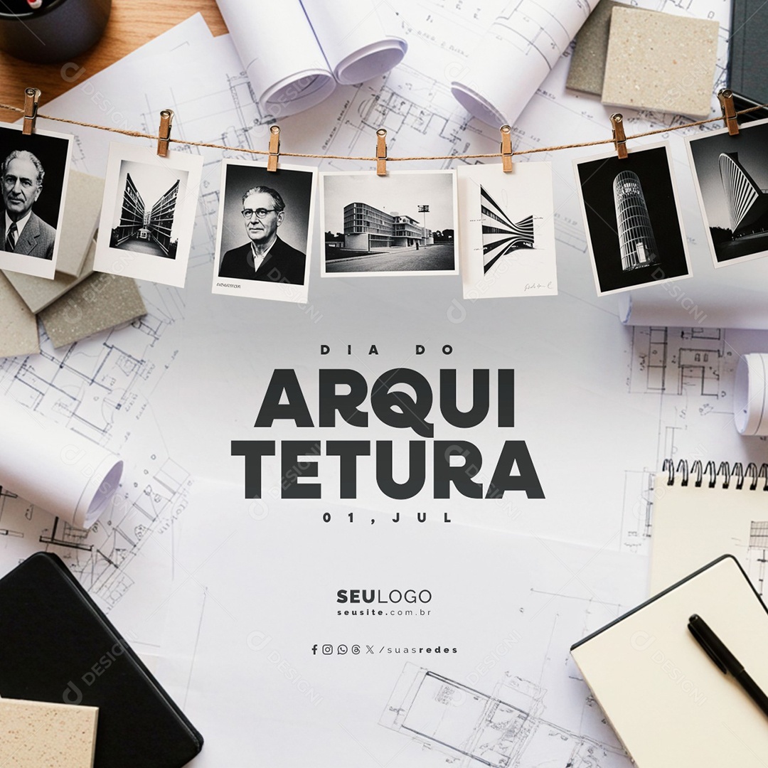 Dia da Arquitetura 01 de Julho Social Media PSD Editável