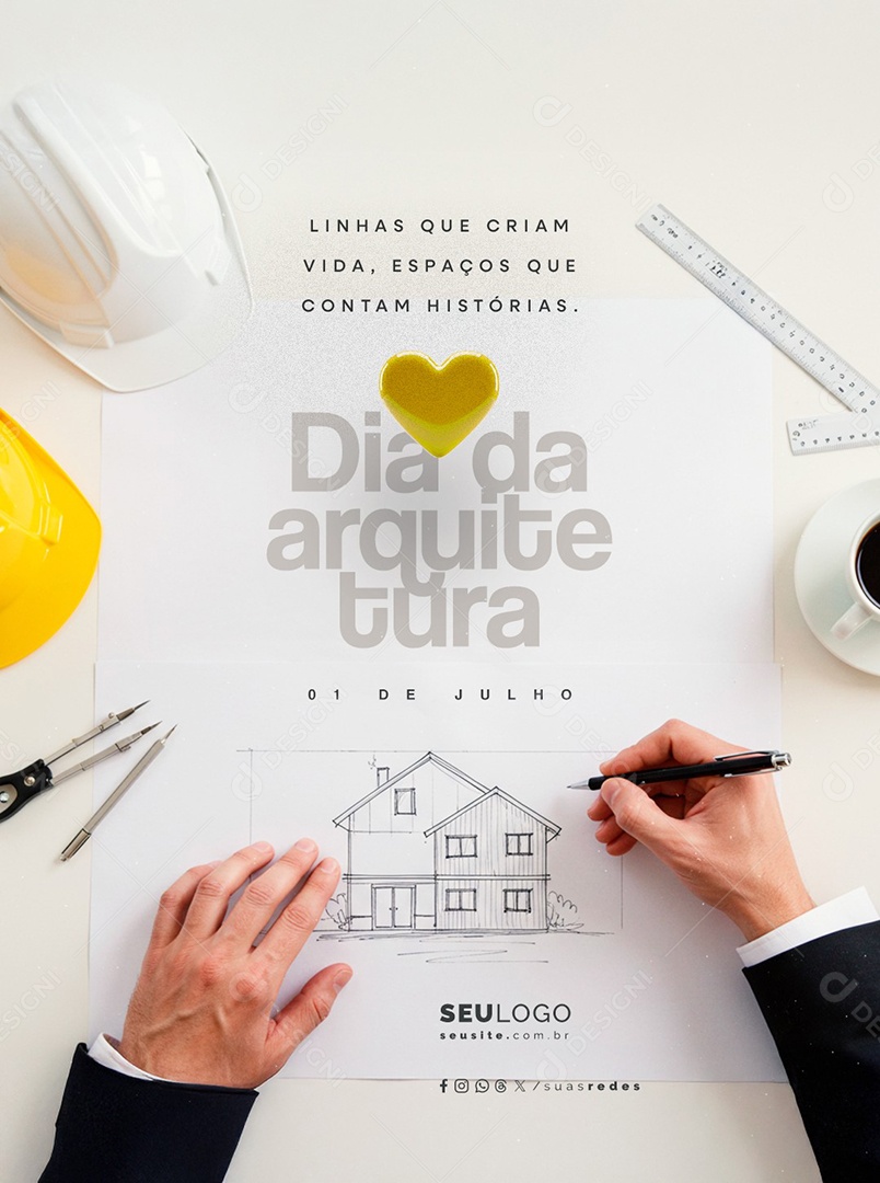 Dia da Arquitetura 01 de Julho Social Media PSD Editável