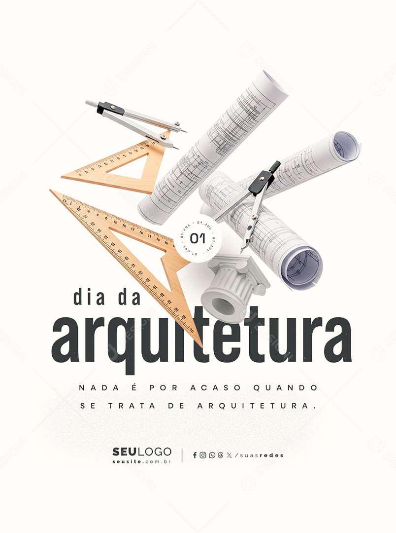 Dia da Arquitetura 01 de Julho Social Media PSD Editável
