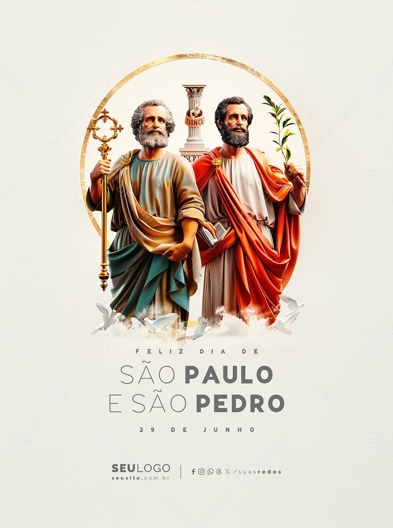 Feliz Dia de São Pedro São Paulo 29 de Junho Social Media PSD Editável