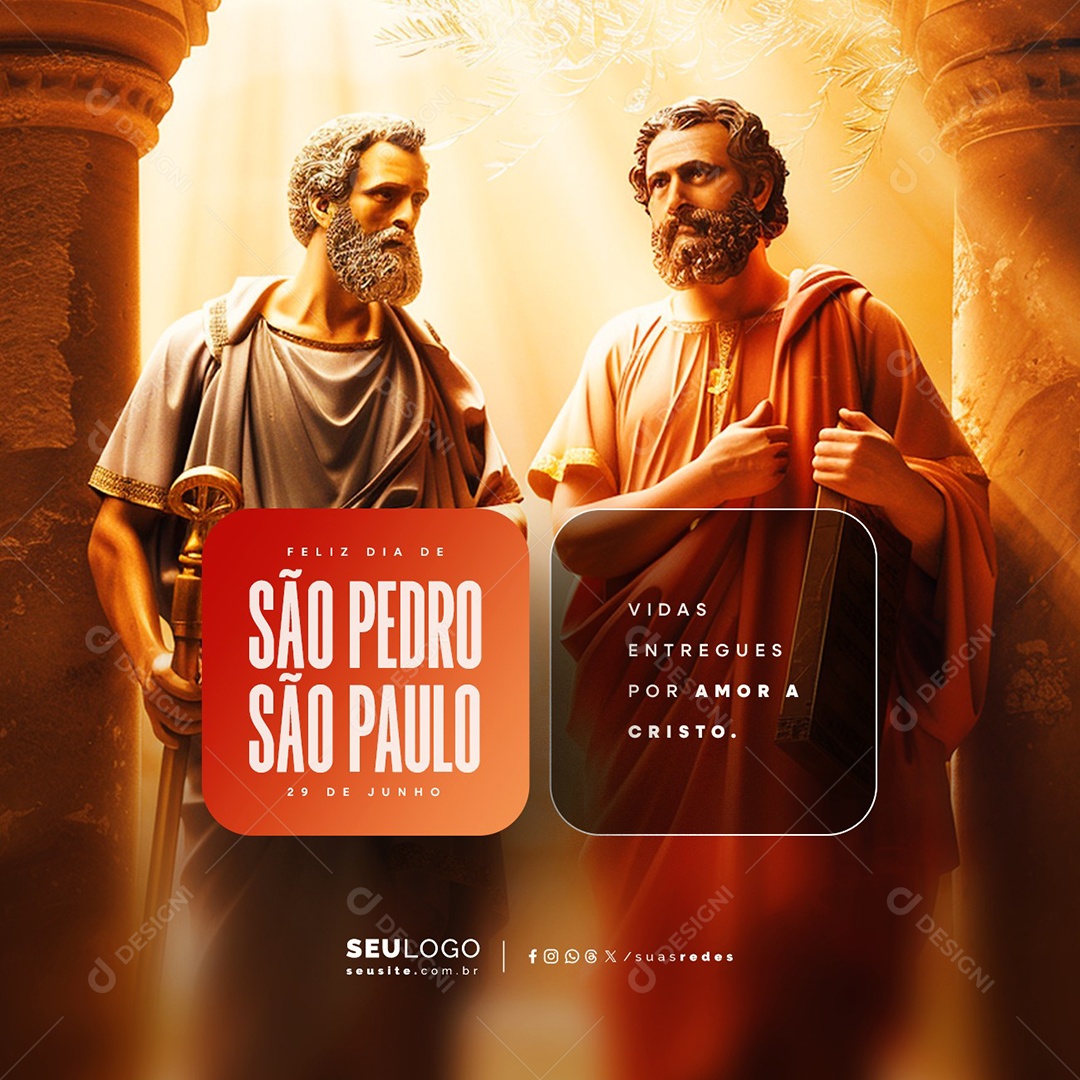 Feliz Dia de São Pedro São Paulo 29 de Junho Social Media PSD Editável
