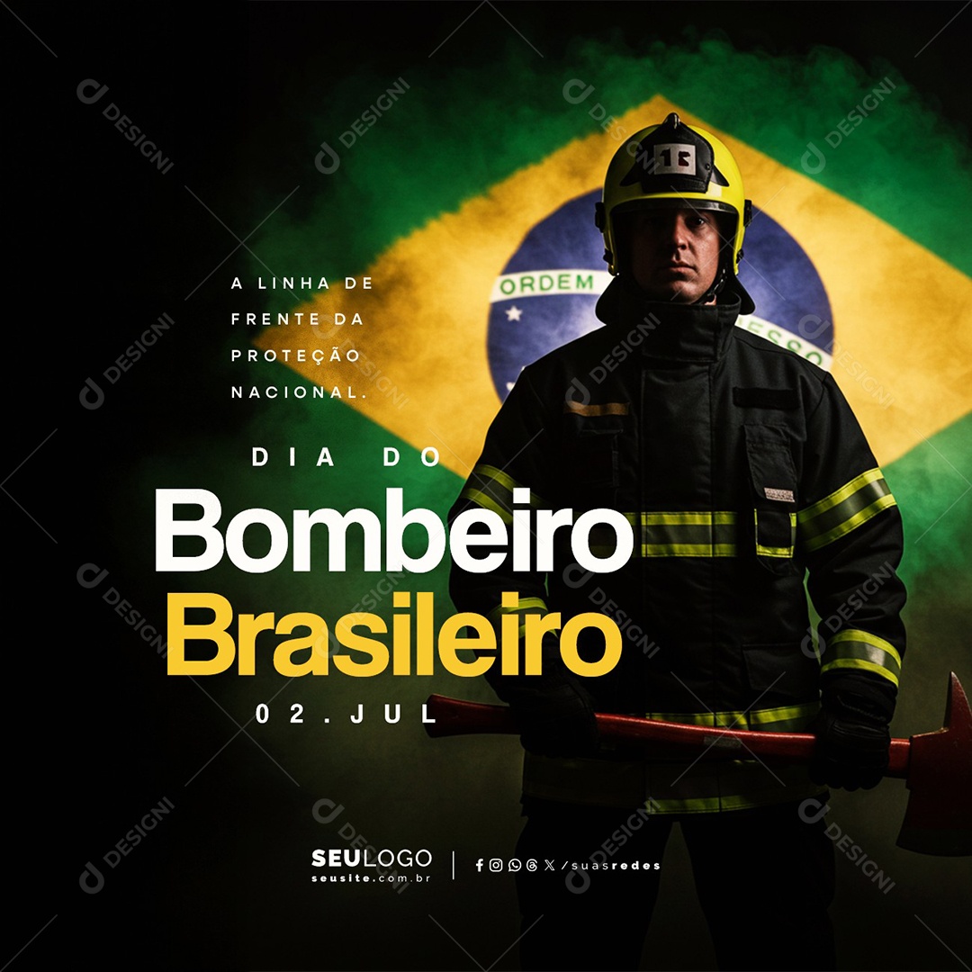 Dia do Bombeiro Brasileiro 02 de Julho Social Media PSD Editável