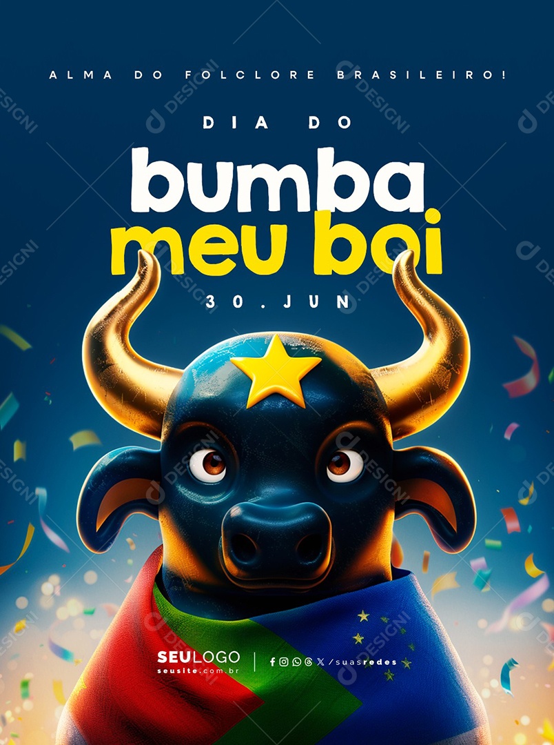 Dia do Bumba Meu Boi 30 de Junho Social Media PSD Editável
