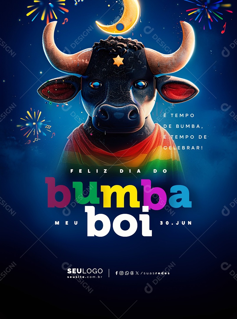 Feliz Dia do Bumba Meu Boi 30 de Junho Social Media PSD Editável