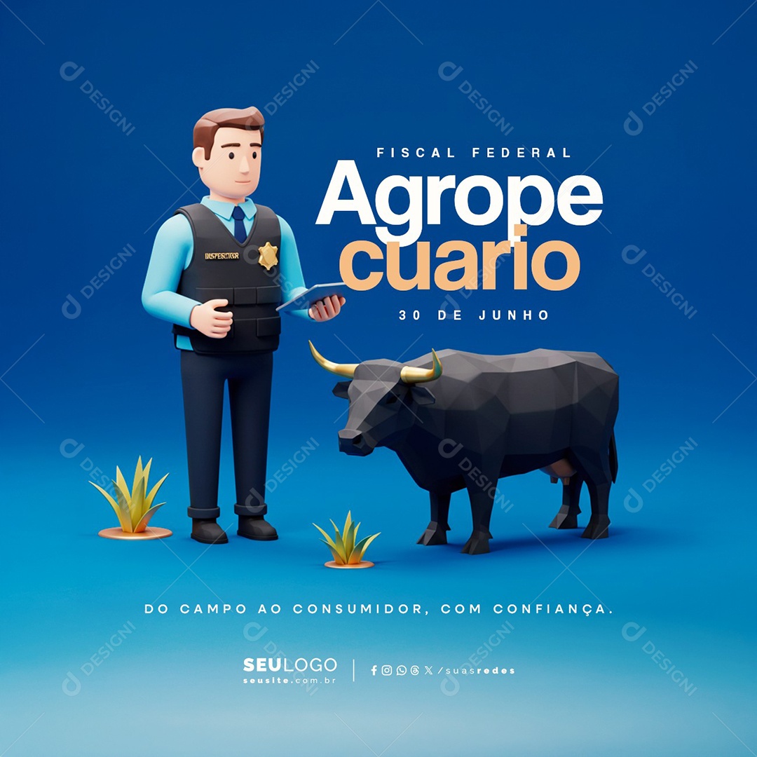 Dia do Fiscal Federal Agropecuário 30 de Junho Social Media PSD Editável