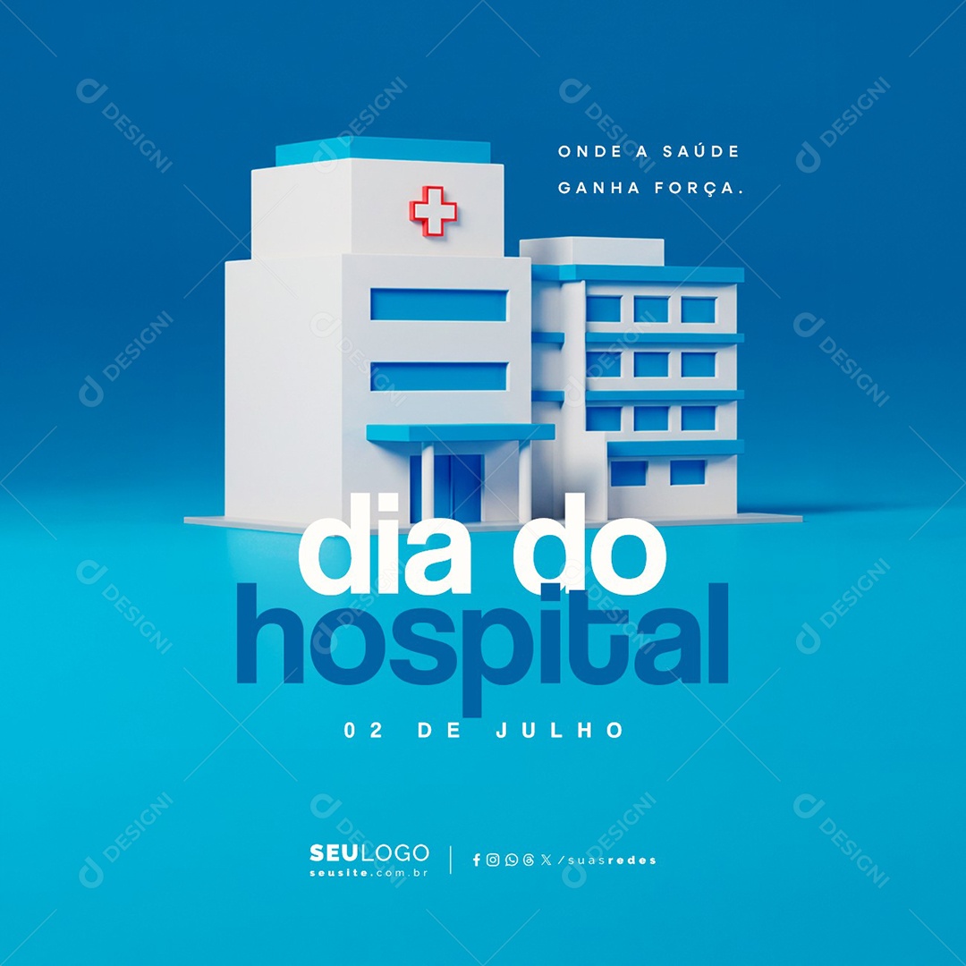 Dia do Hospital 02 de Julho Social Media PSD Editável