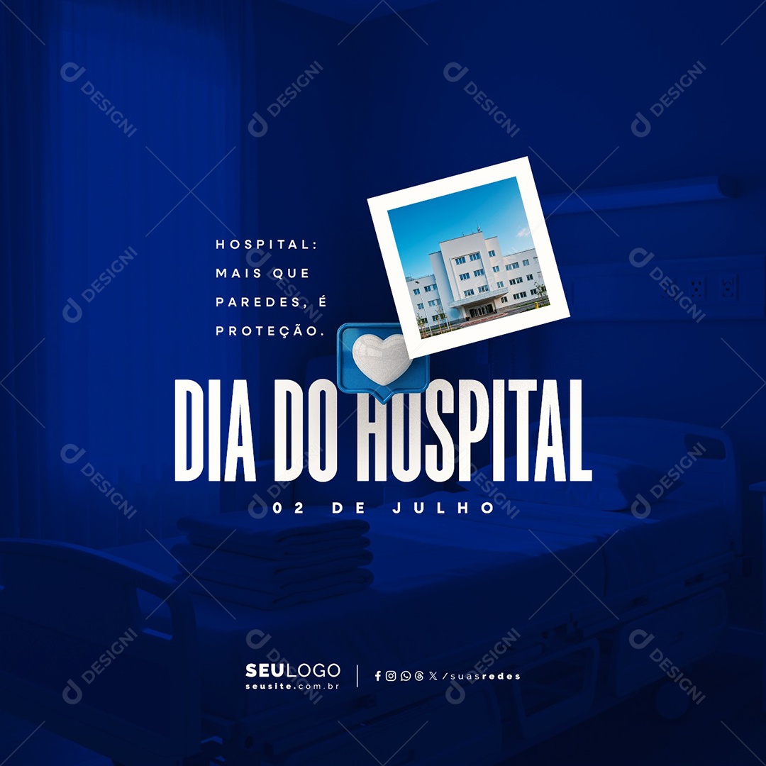 Dia do Hospital 02 de Julho Social Media PSD Editável