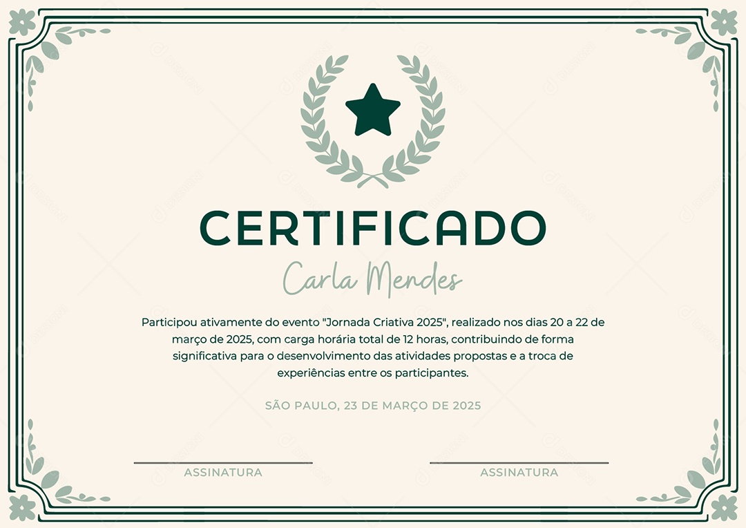 Certificado Jornada Criativa 2025 Vetor AI + EPS Editável