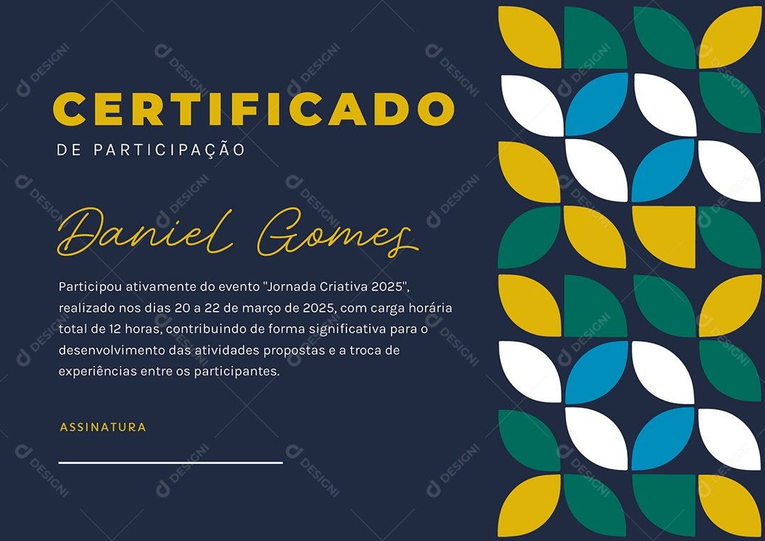 Certificado Jornada Criativa 2025 Vetor AI + EPS Editável