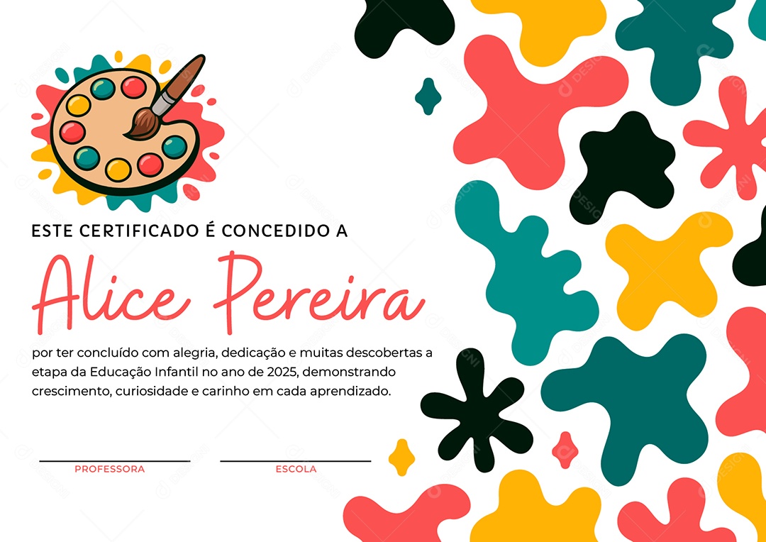 Certificado Educação Infantil Vetor AI + EPS Editável