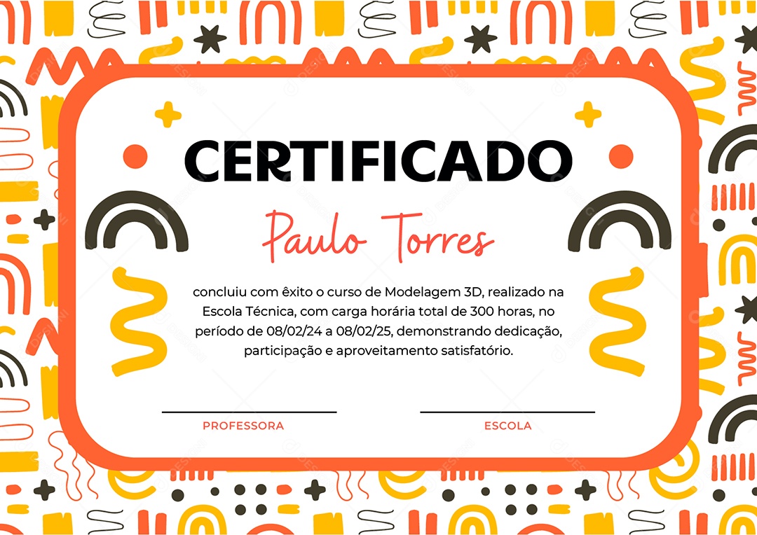 Certificado Curso de Modelagem 3D Vetor AI + EPS Editável