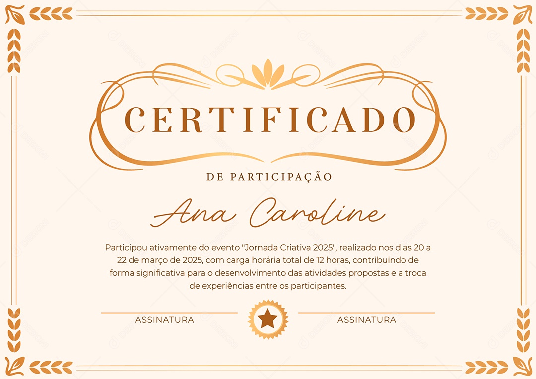 Certificado Jornada Criativa 2025 Vetor AI + EPS Editável