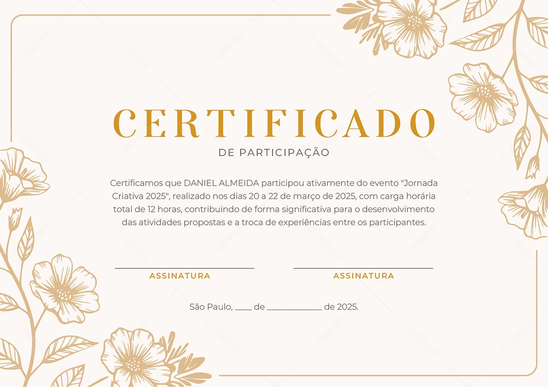 Certificado Jornada Criativa Vetor AI + EPS Editável