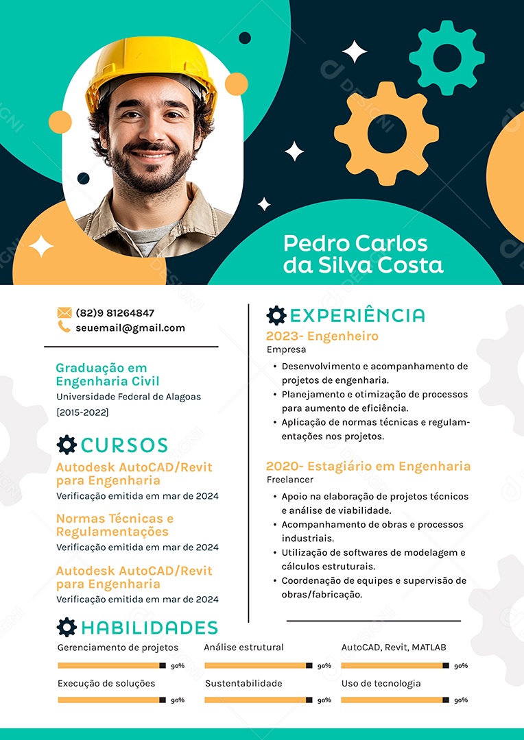 Modelo de Currículo Designer Gráfico Pedro Carlos PSD Editável