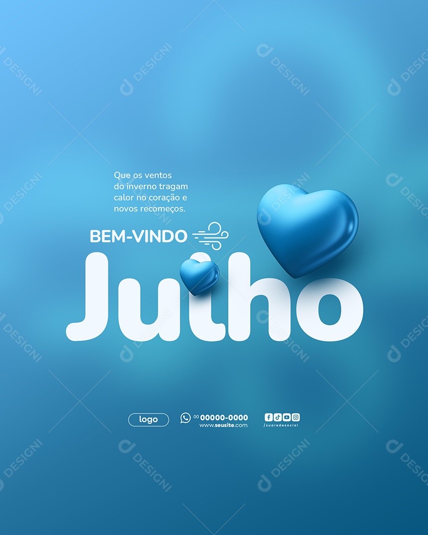 Bem Vindo Julho Social Media PSD Editável