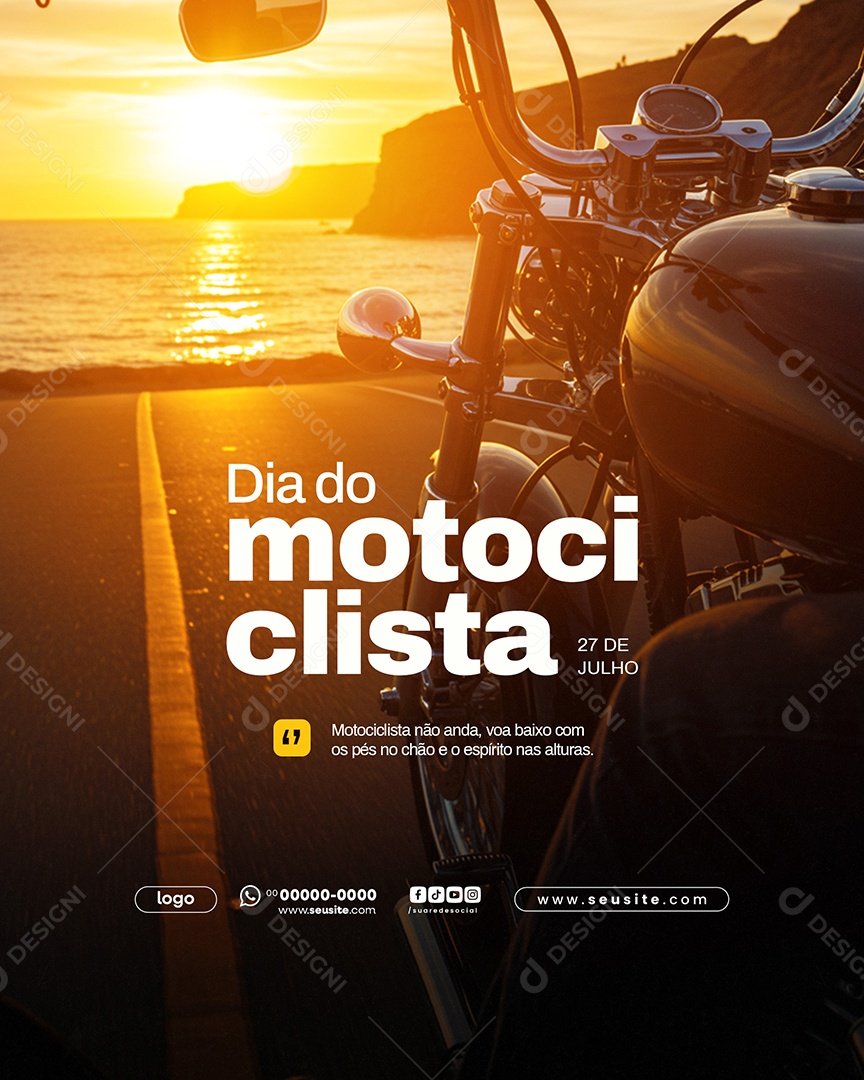 Dia do Motociclista Dia 27 de Julho Social Media PSD Editável