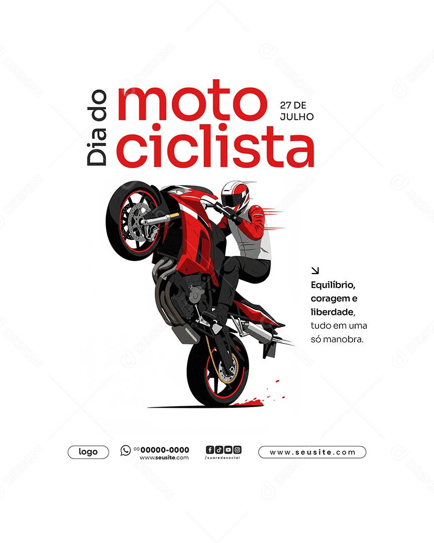 Dia do Motociclista Dia 27 de Julho Social Media PSD Editável