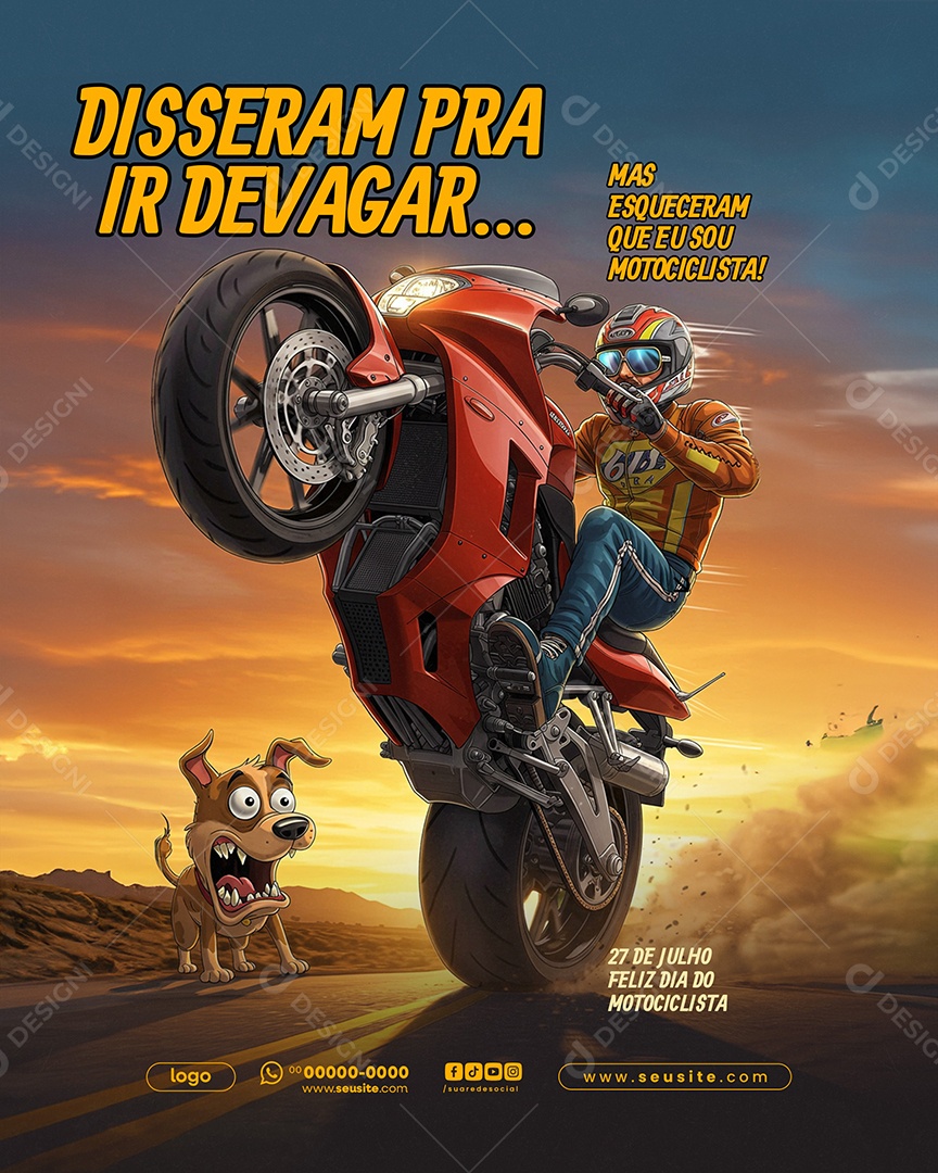 Dia do Motociclista Dia 27 de Julho Social Media PSD Editável