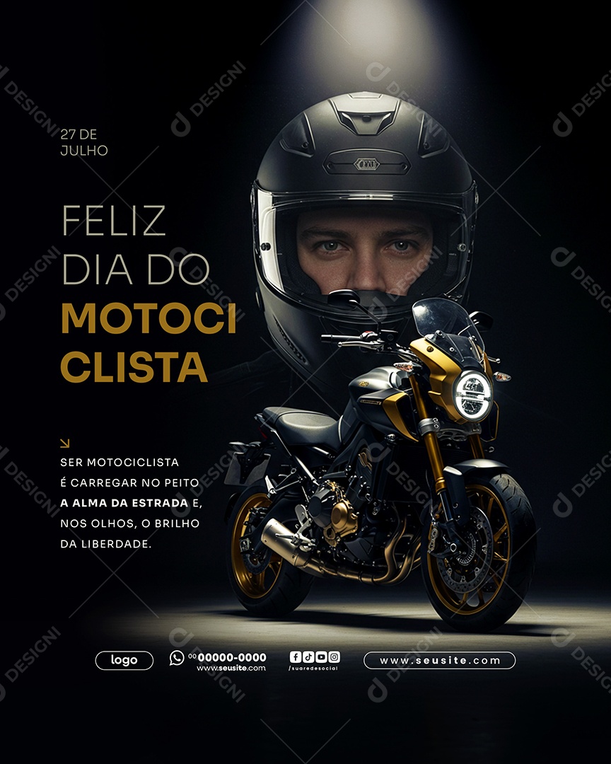 Dia do Motociclista Dia 27 de Julho Social Media PSD Editável